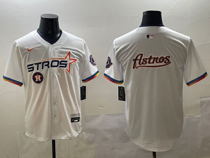 Men Houston Astros Blank White Fourth generation Joint Name 2025 Nike MLB Jersey style 16->houston astros->MLB Jersey